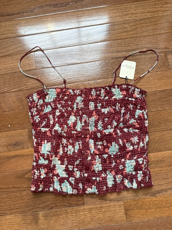 Free People Tops - Free People Smocked Floral Tank Top in Burgundy Floral